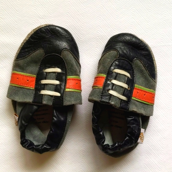 tickle toes leather soft sole slippers crib shoes 12-18 months baby boy - Picture 2 of 8